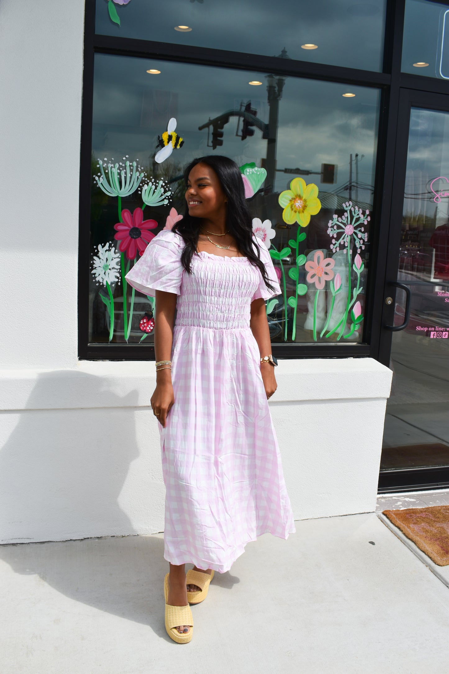Pretty in Pink Gingham Maxi Dress