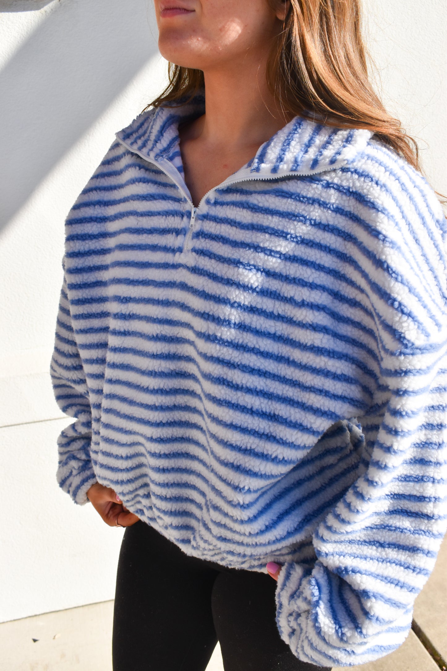 Liz Stripe Quarter Zip Fleece