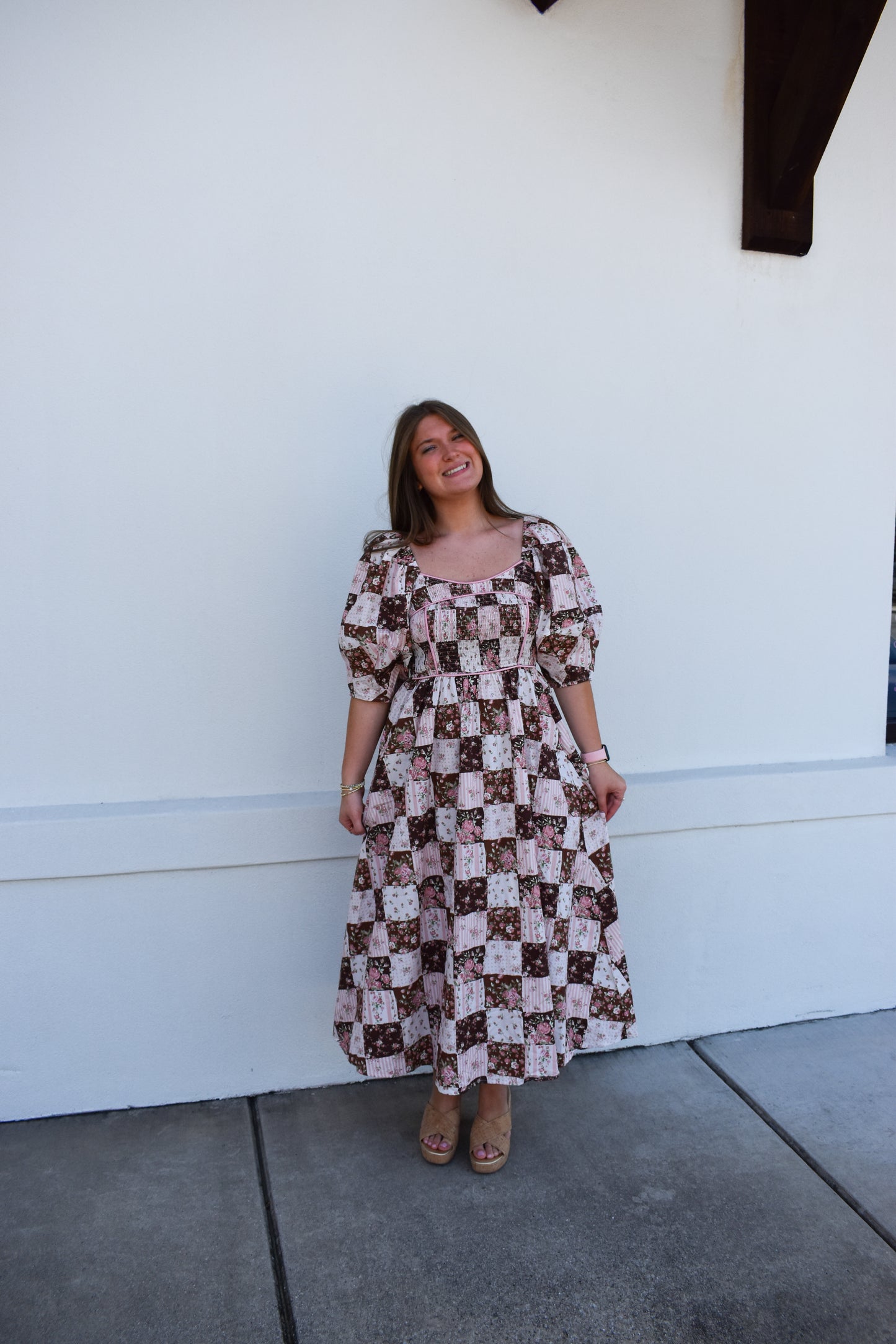 Jessie Floral Maxi Dress W/ Puffy Sleeves