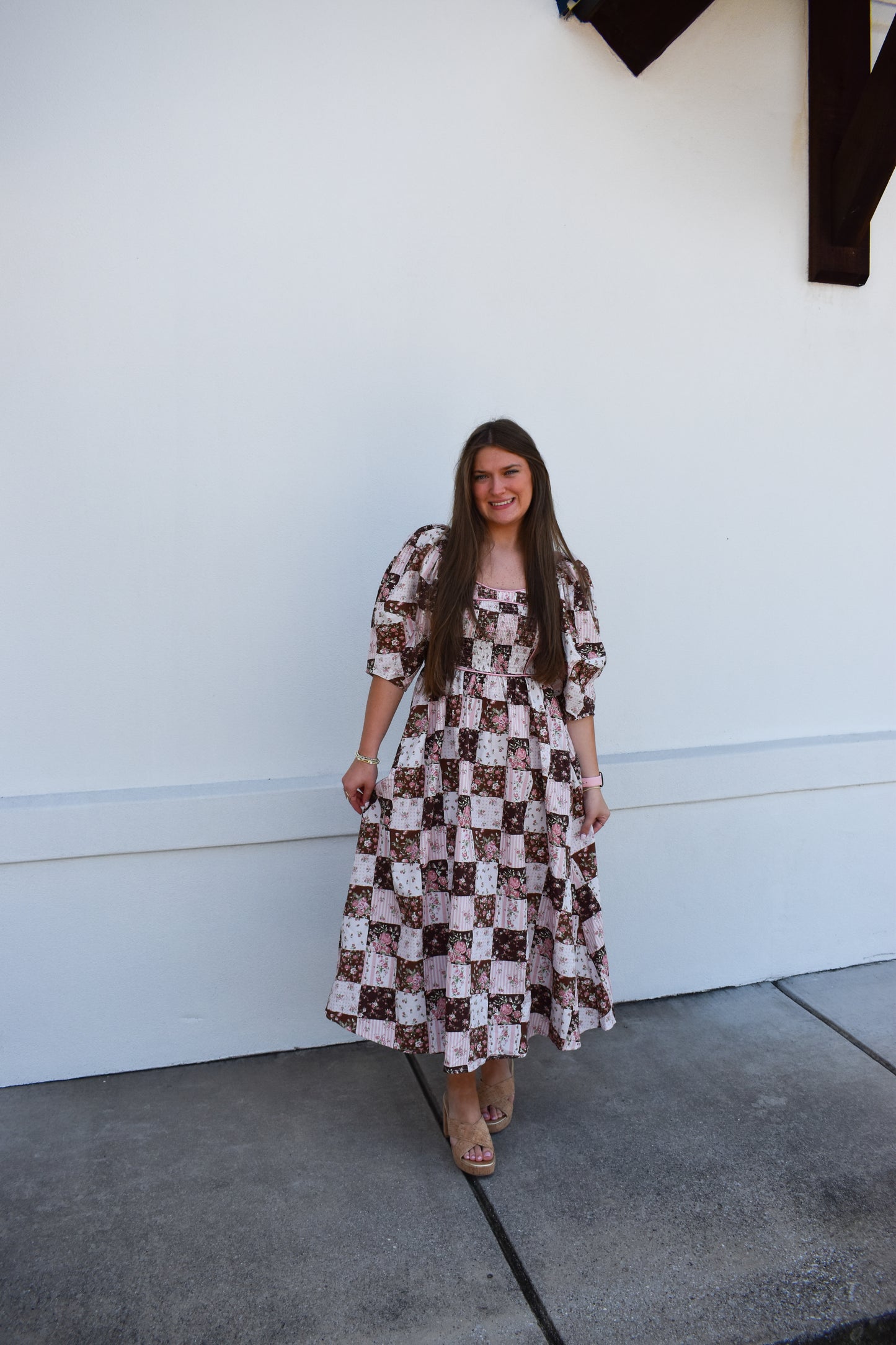 Jessie Floral Maxi Dress W/ Puffy Sleeves