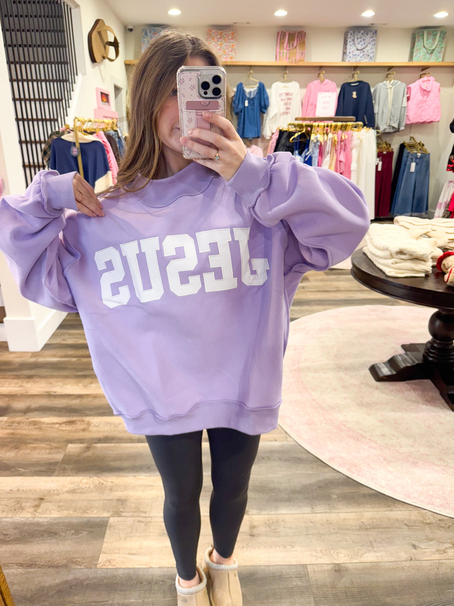 Jesus Embroidered MockNeck: Purple