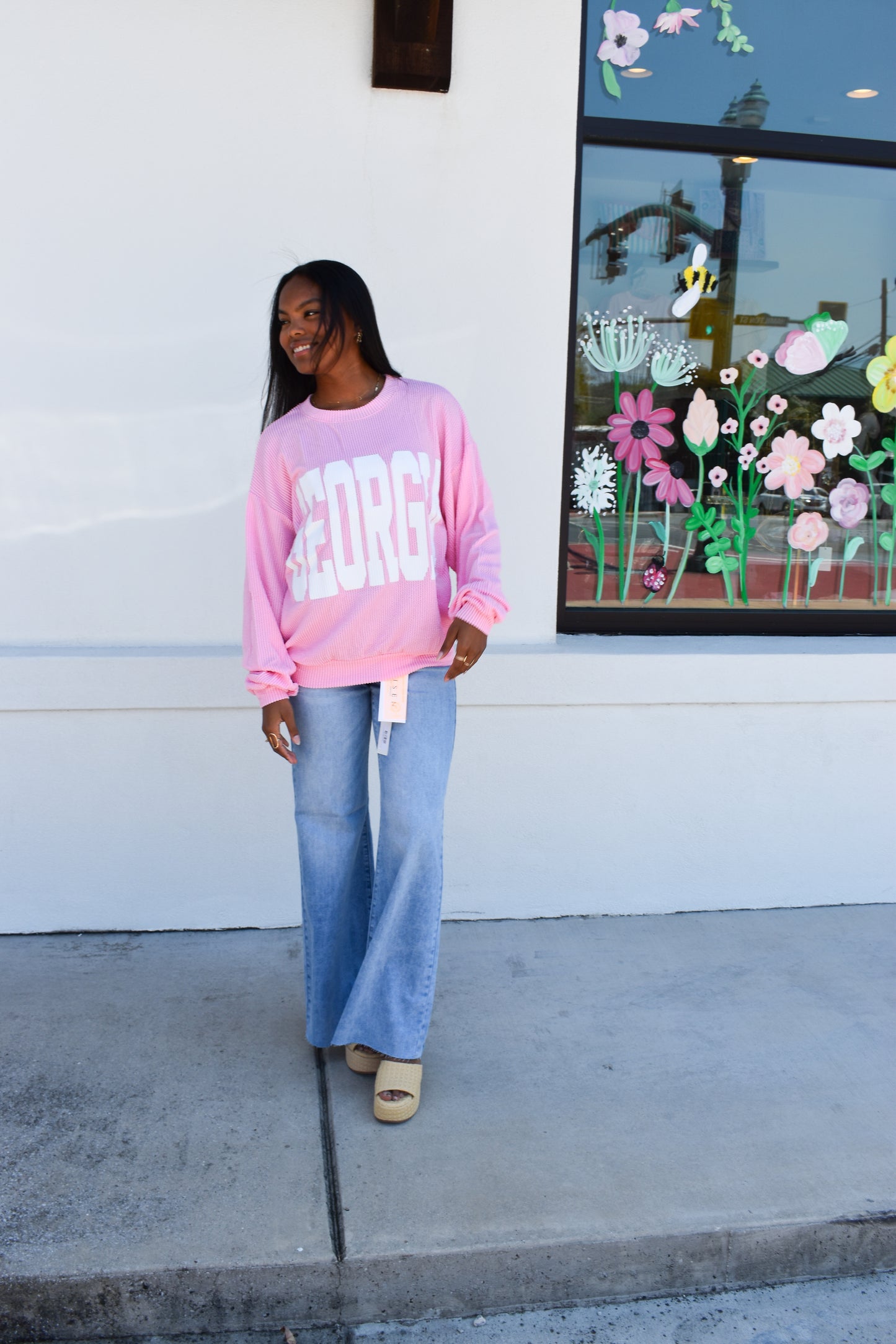 Pink Ribbed Georgia Sweatshirt