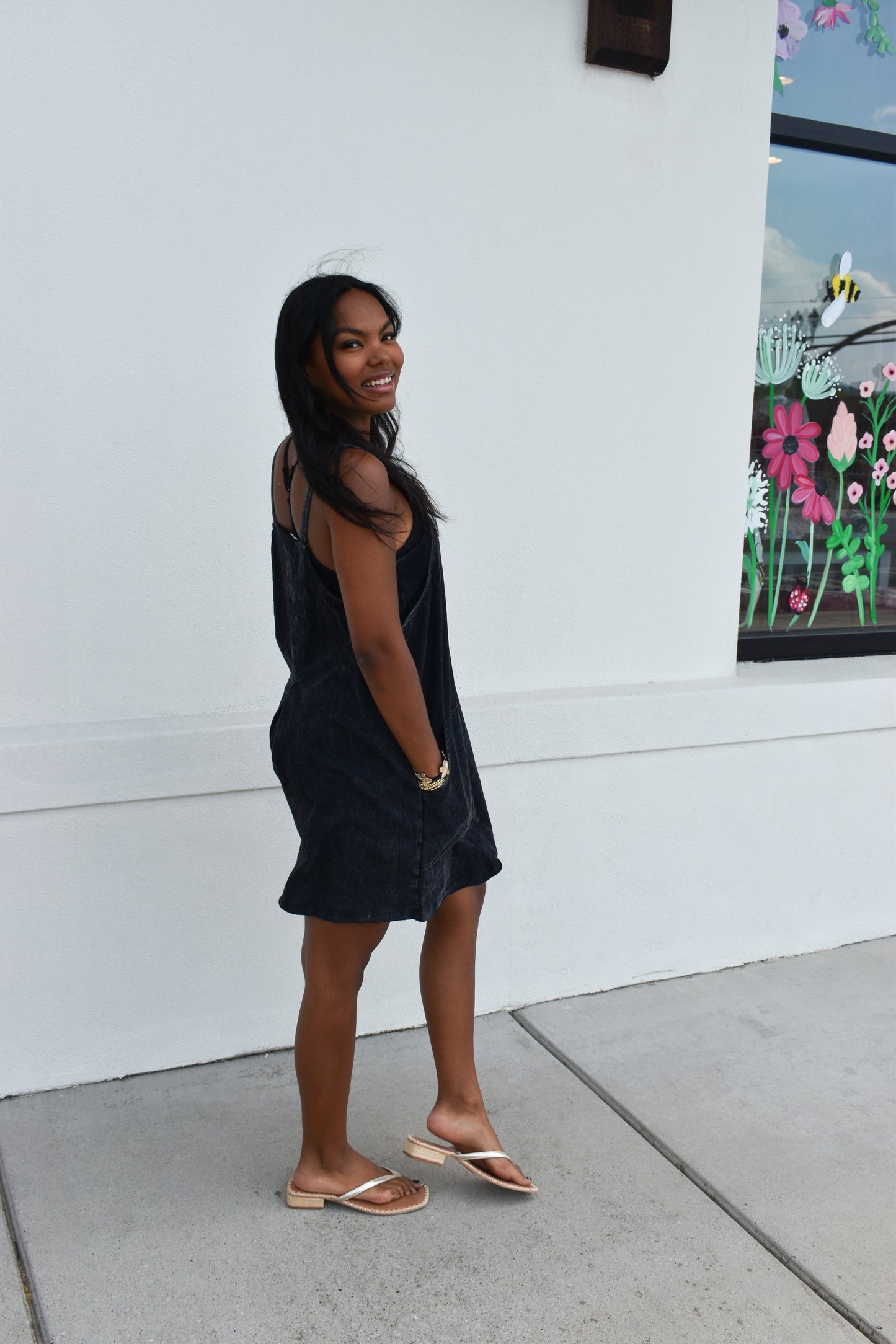 Mineral Washed Knit Mini Dress