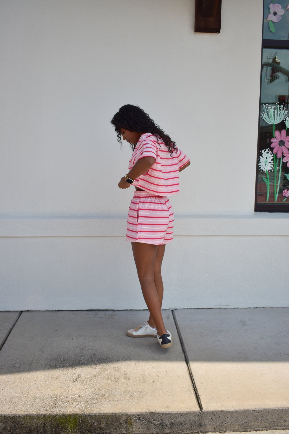 Pink/White Striped Lounge Shorts