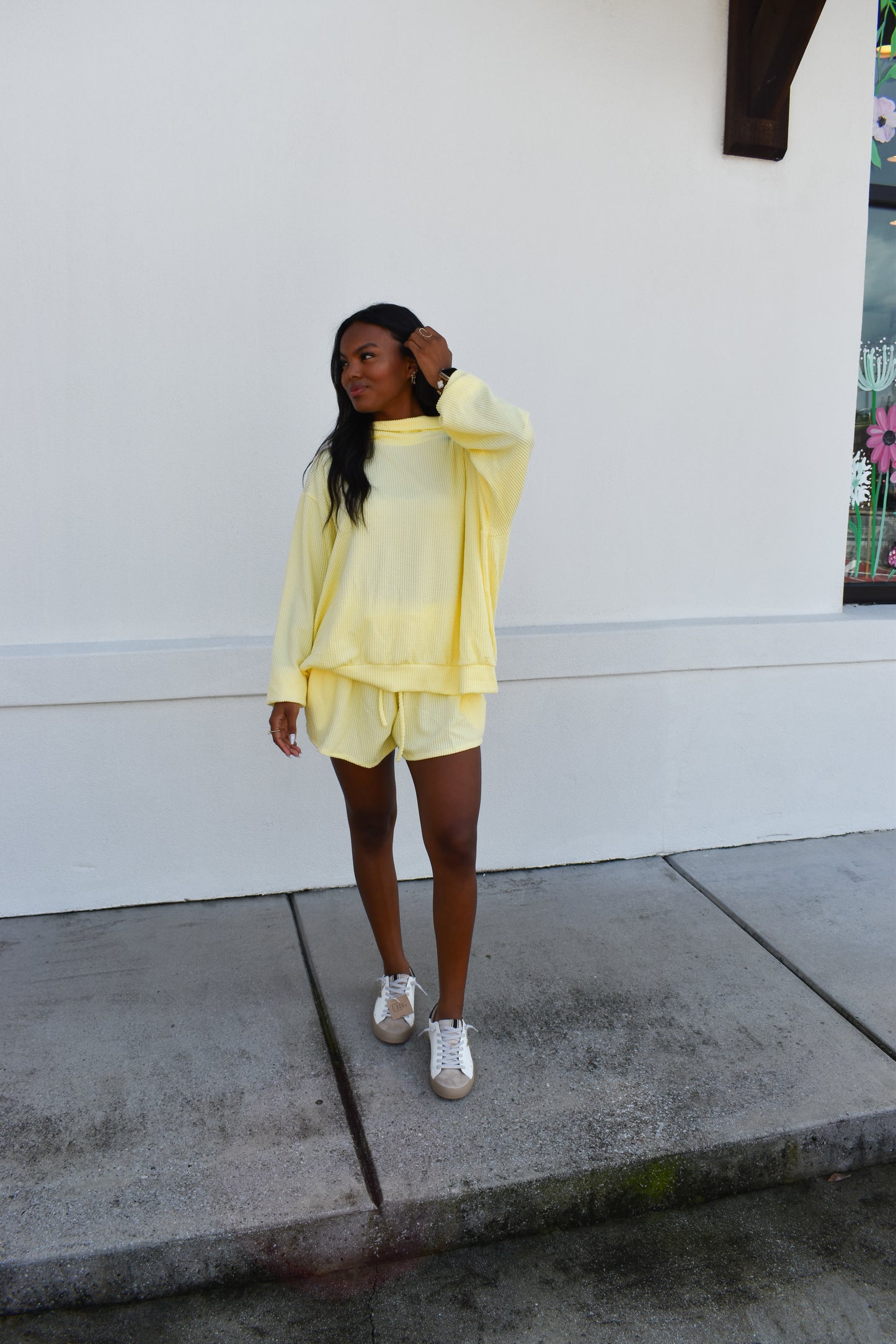 Yellow Waffle Knit Mockneck