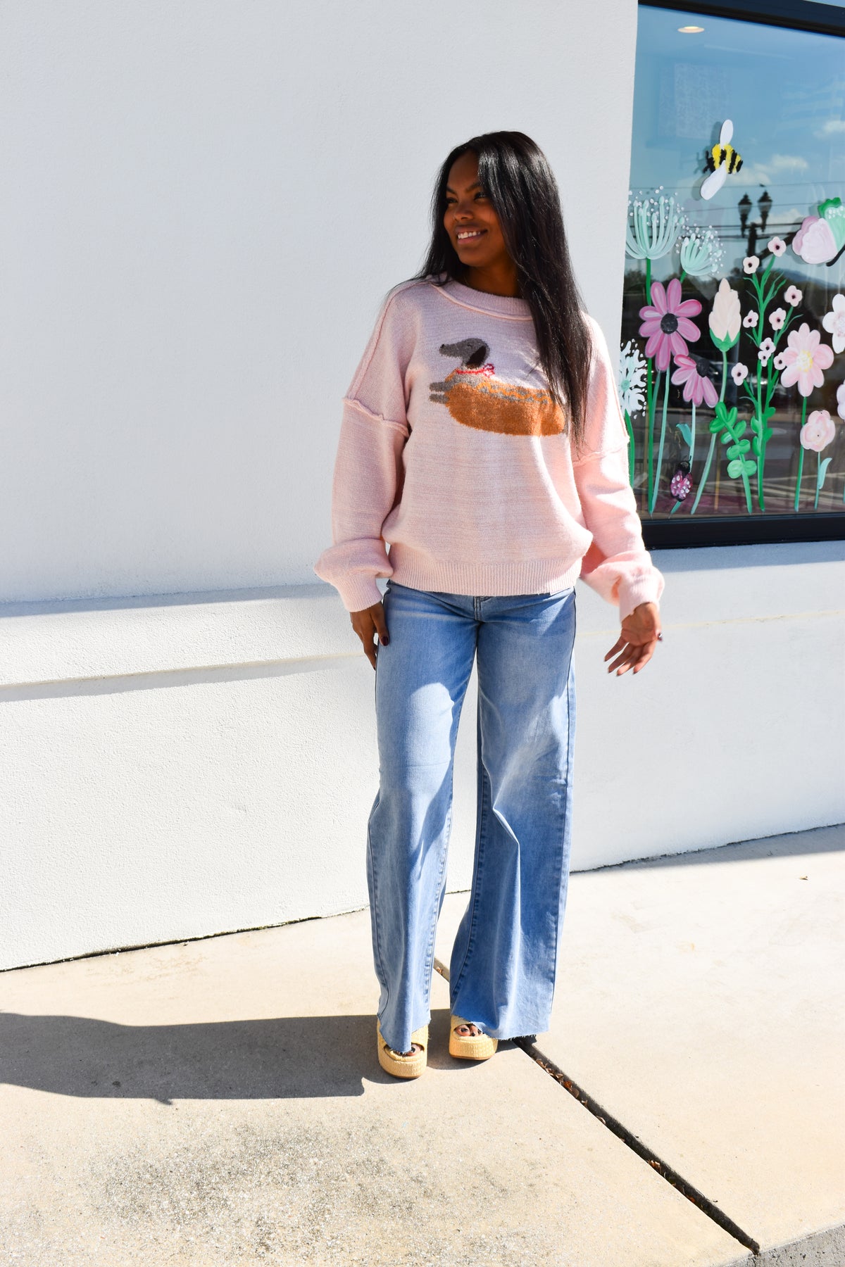 Pink Weiner Dog Sweater
