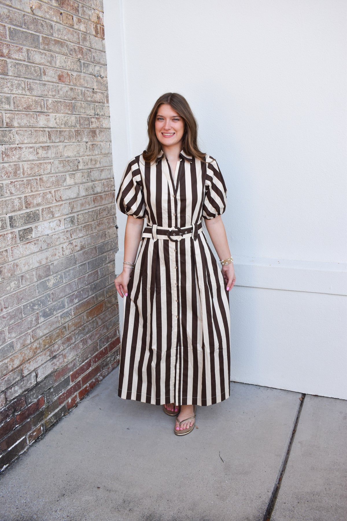 Cora Belted Stripe Maxi Dress