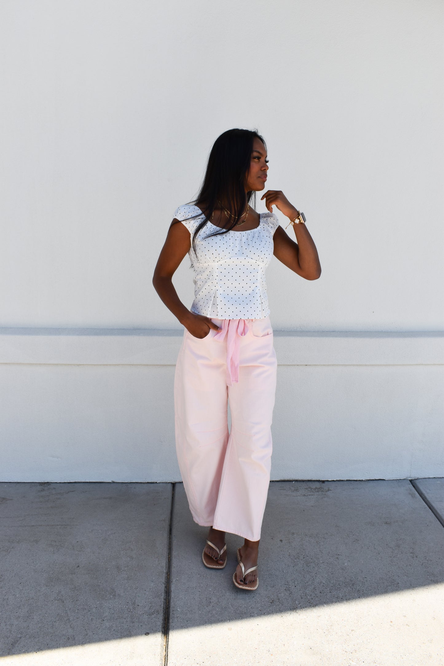 Polka Dot Peplum Top