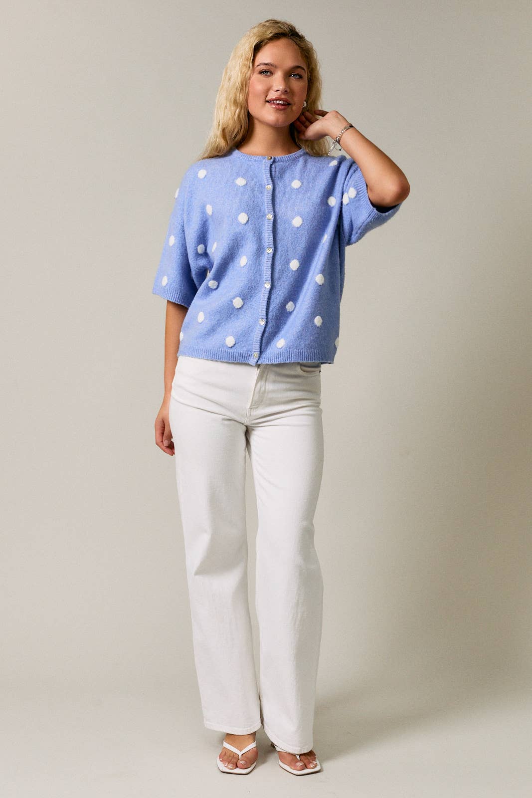 Leia Polka Dot Short Sleeve Cardigan