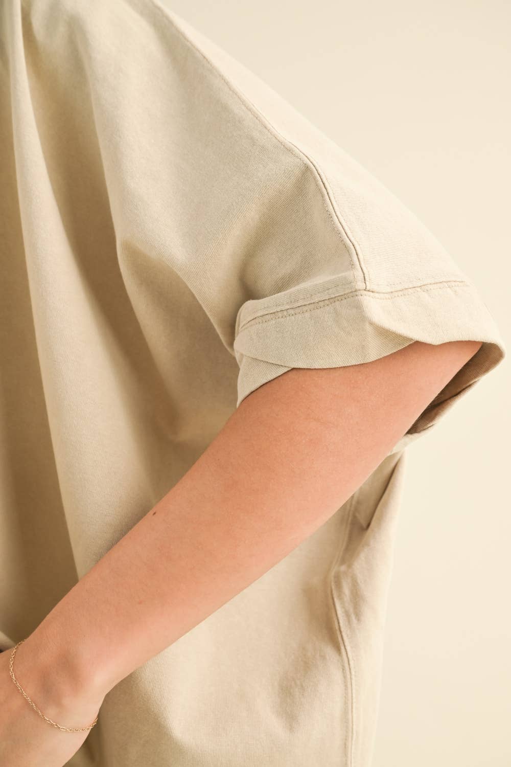 Oversized Beige Wash Top