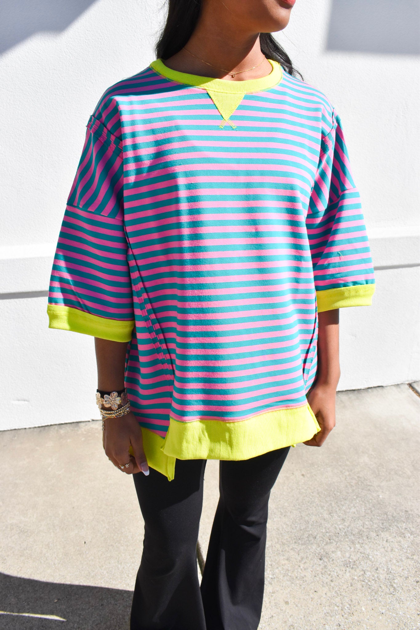 Seafoam/Pink Stripe Tee