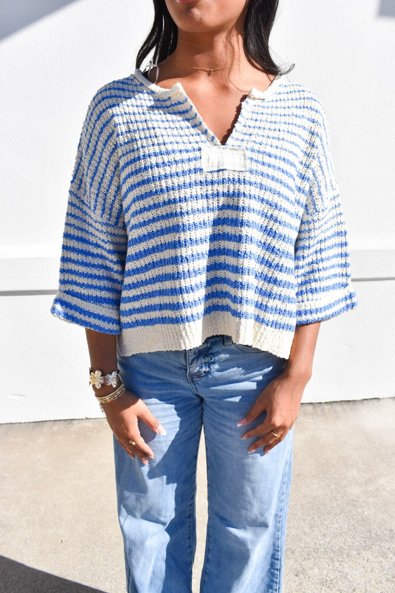 Ecru Stripe Knit Top