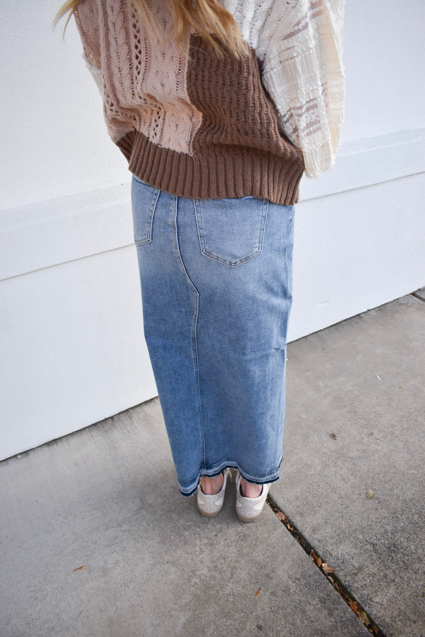 Risen High-Risen Front Opening Maxi Skirt