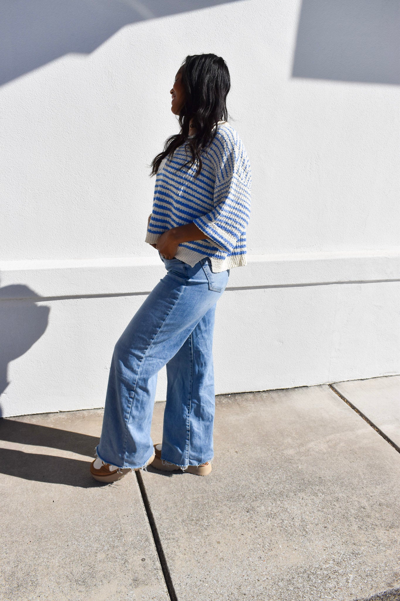 Ecru Stripe Knit Top