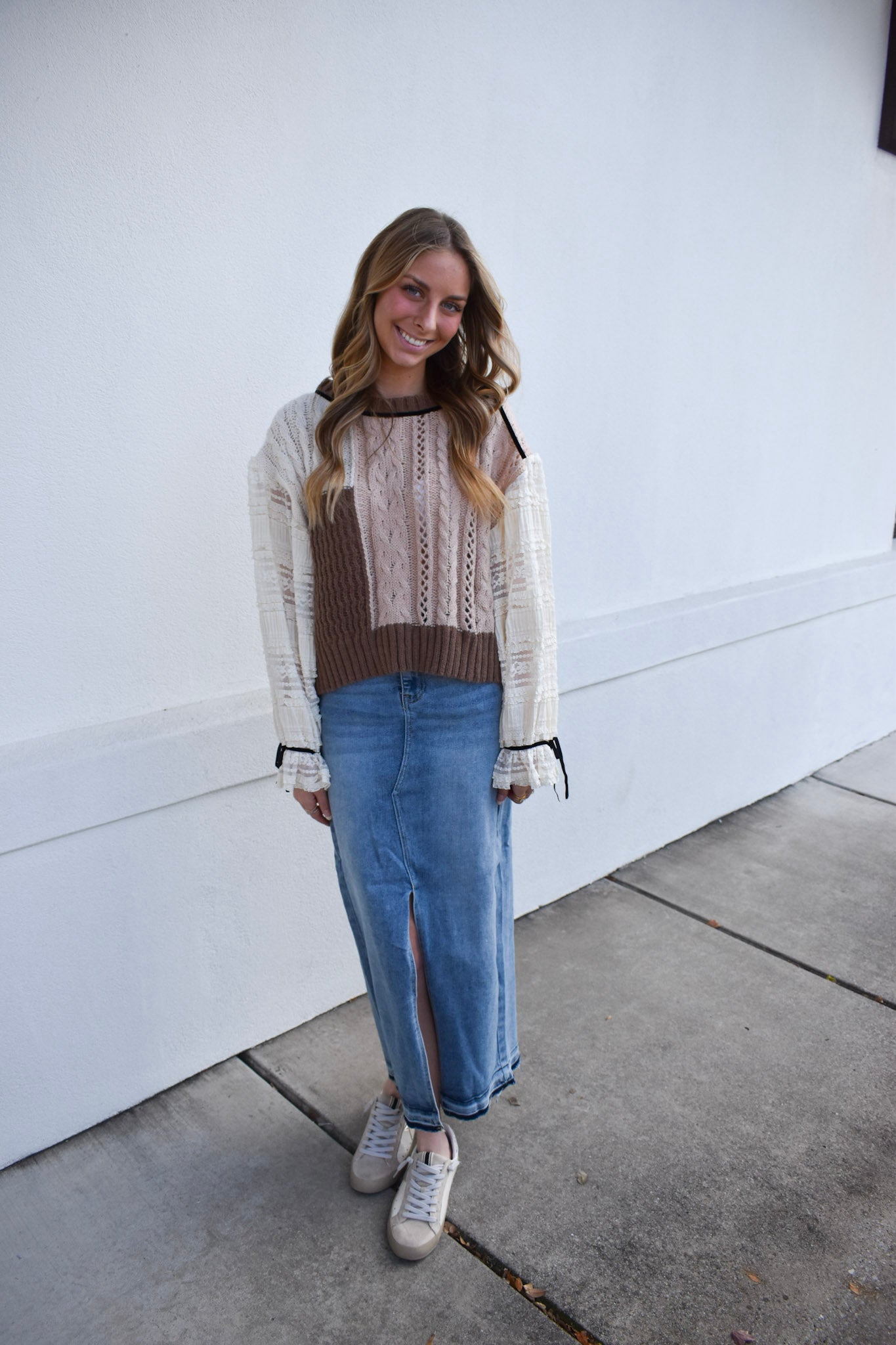 Lace Cable Twofer Sweater