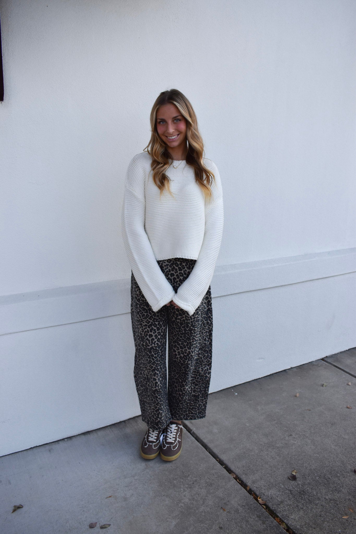 Leopard Print Barrel Pants