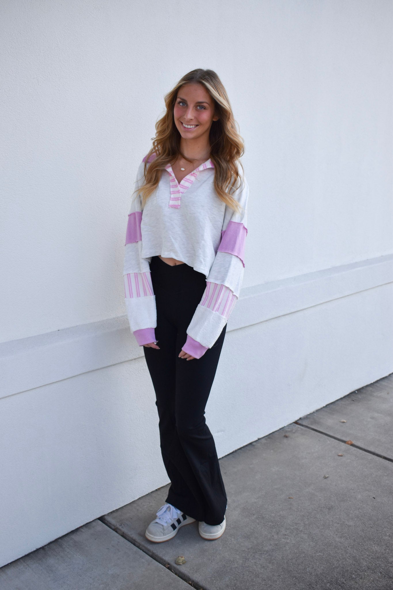 Terry Color Block Crop Top