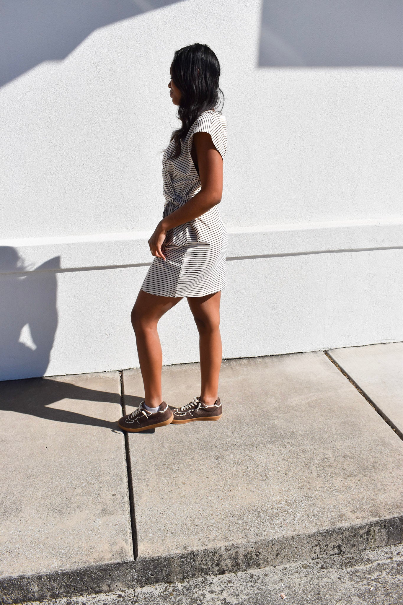 Choco/Cream Sleeveless Mini Dress