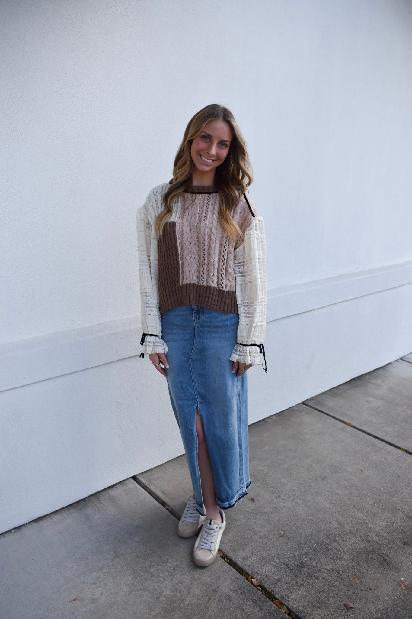 Lace Cable Twofer Sweater