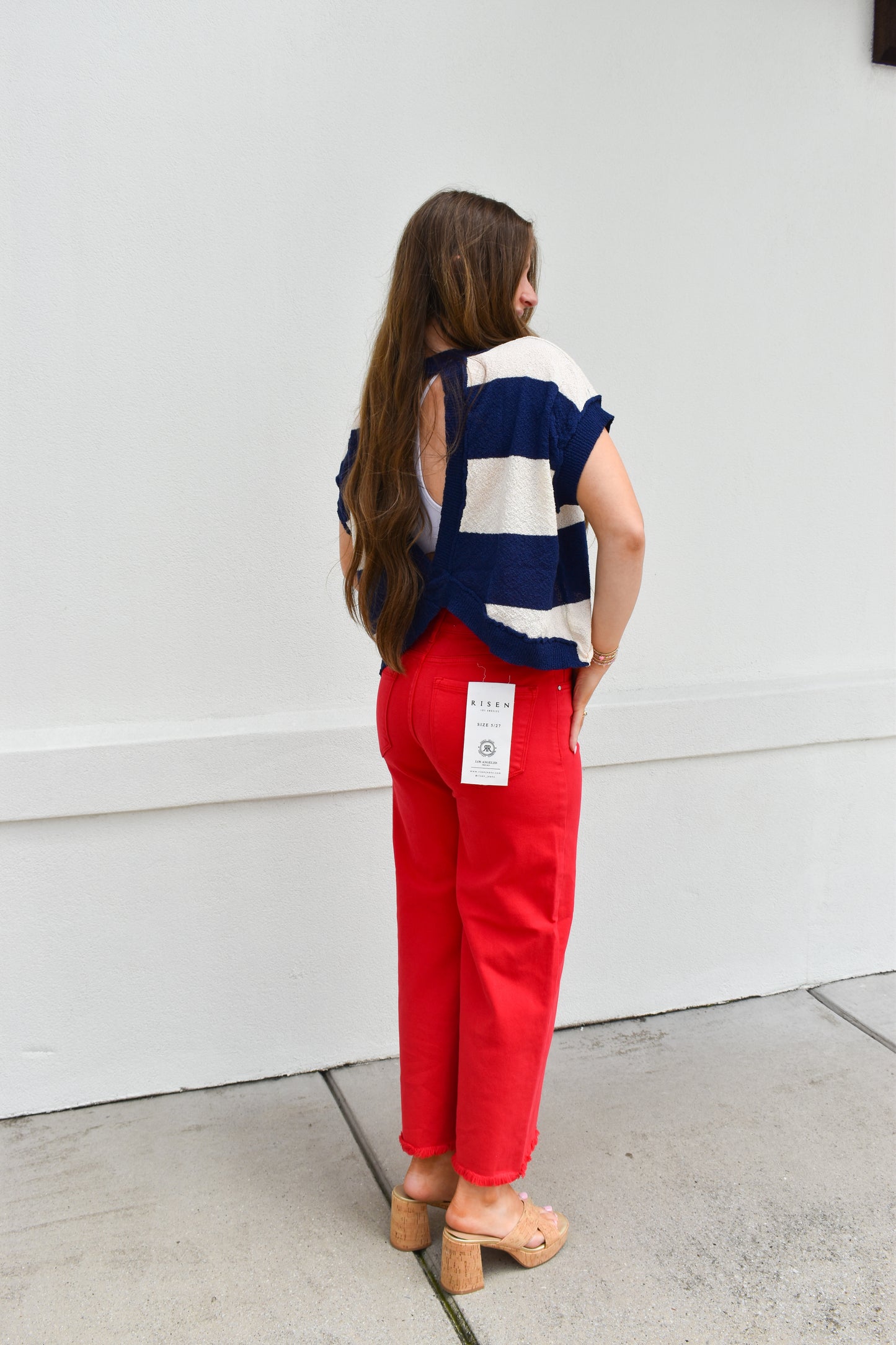 Open Back Stripe Sweater
