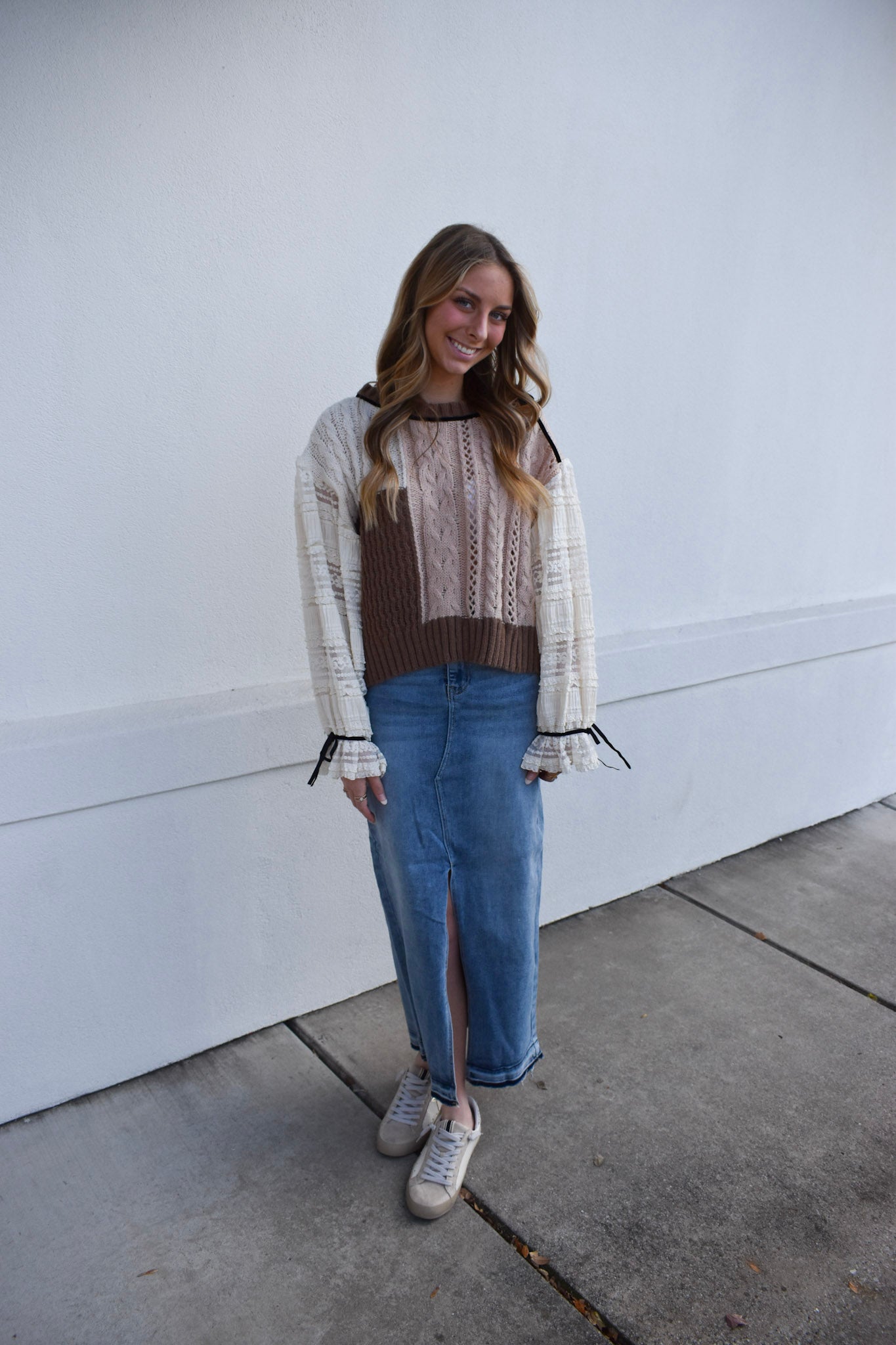 Lace Cable Twofer Sweater