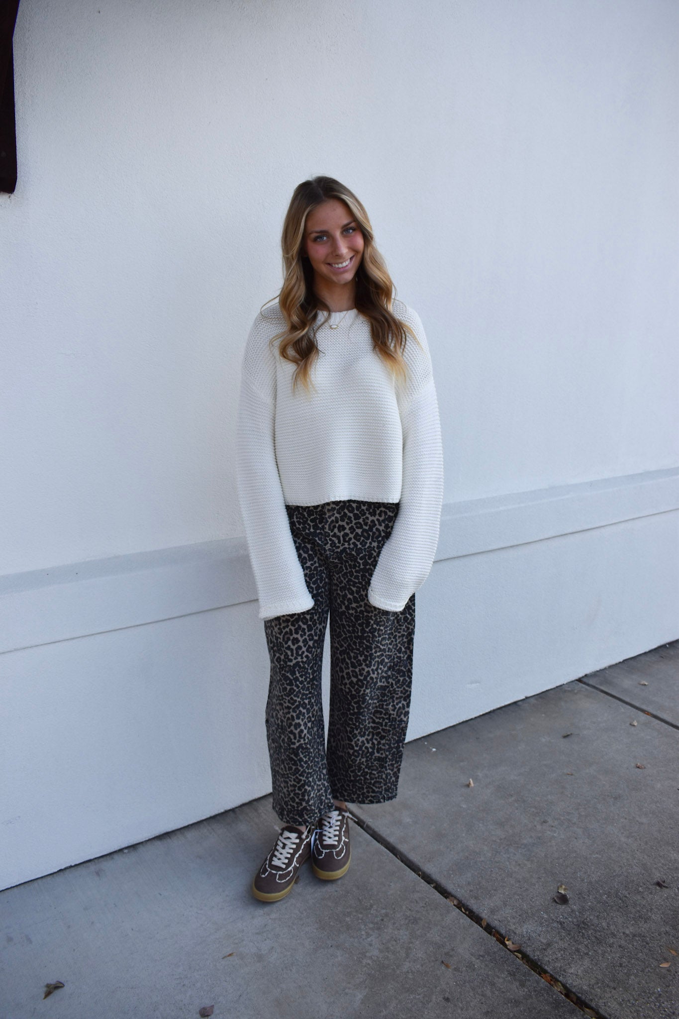 Leopard Print Barrel Pants