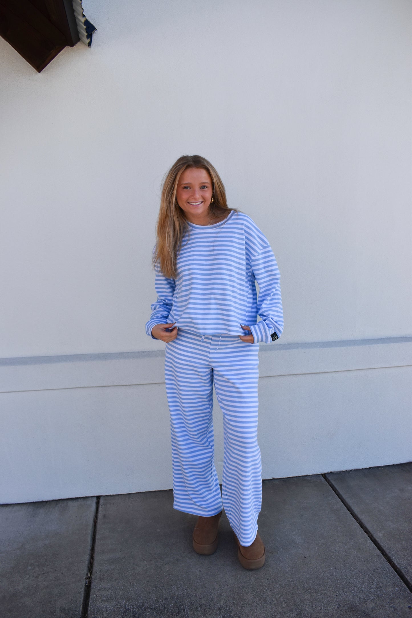 Lounge Stripe Pants: Light Blue