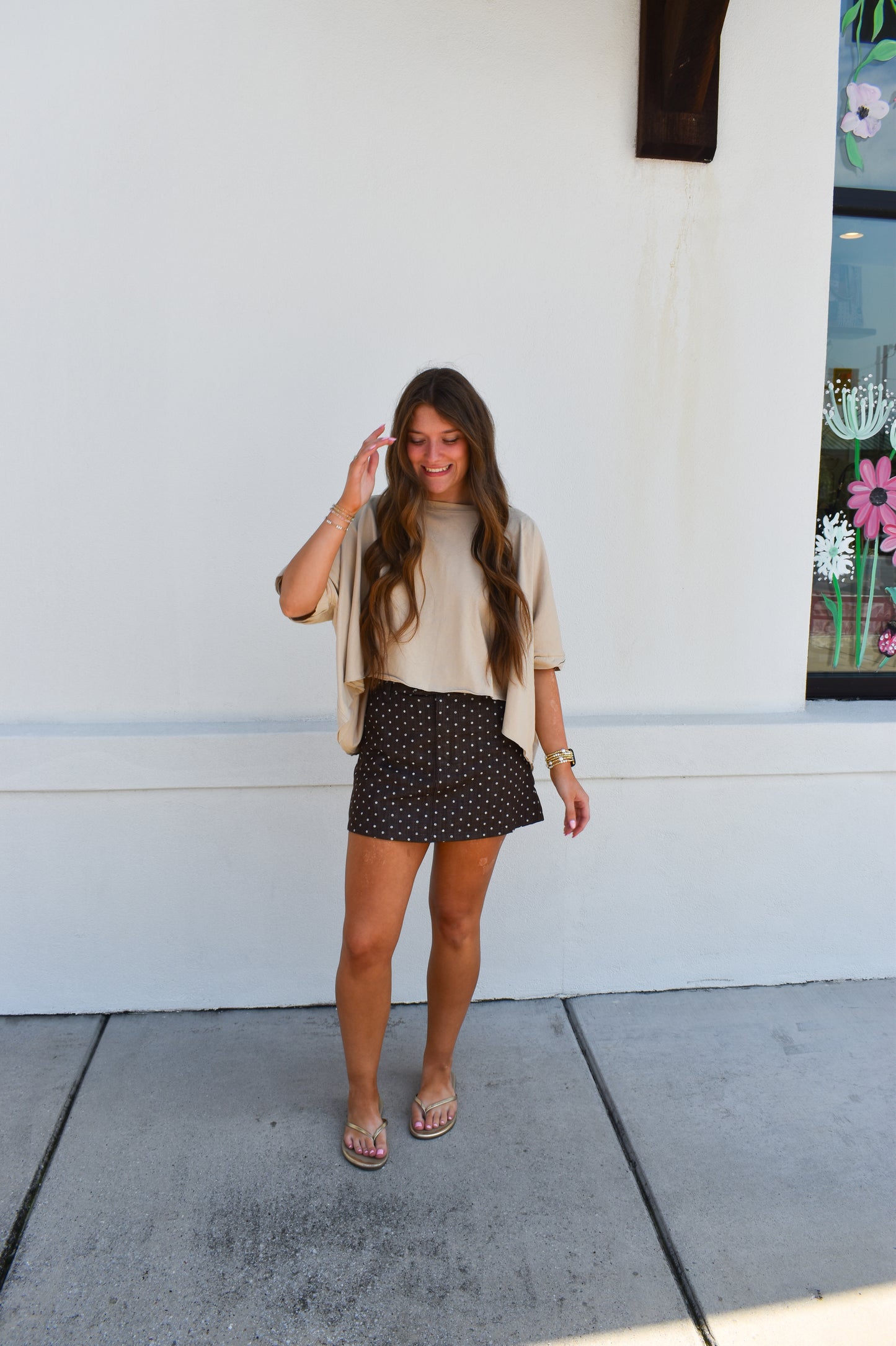 Oversized Beige Wash Top
