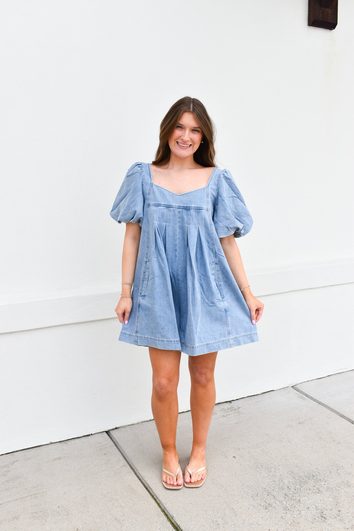 Stitch Detail Denim Bubble Romper