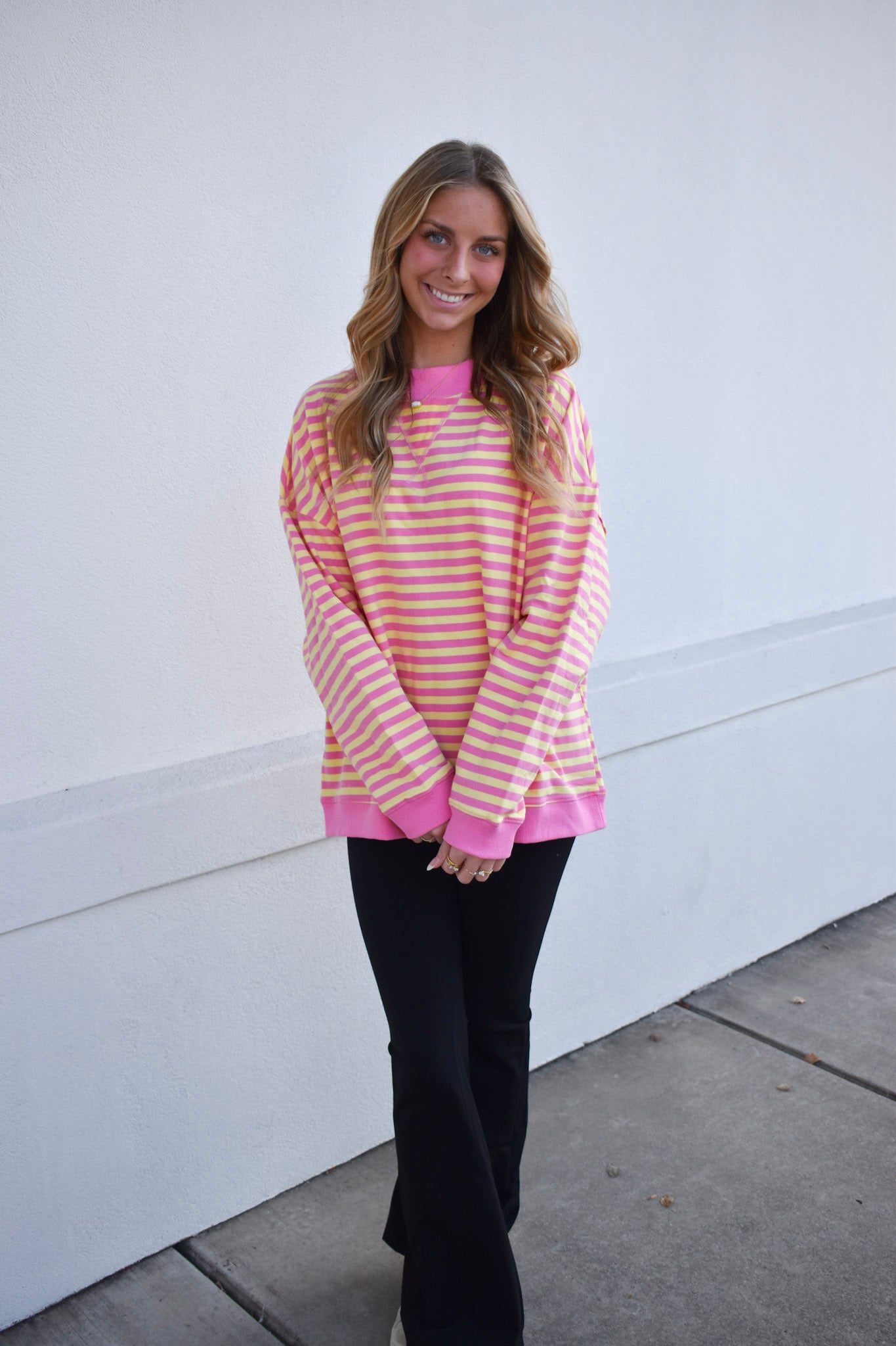 Pink Lemonade Striped Lounge Sweatshirt