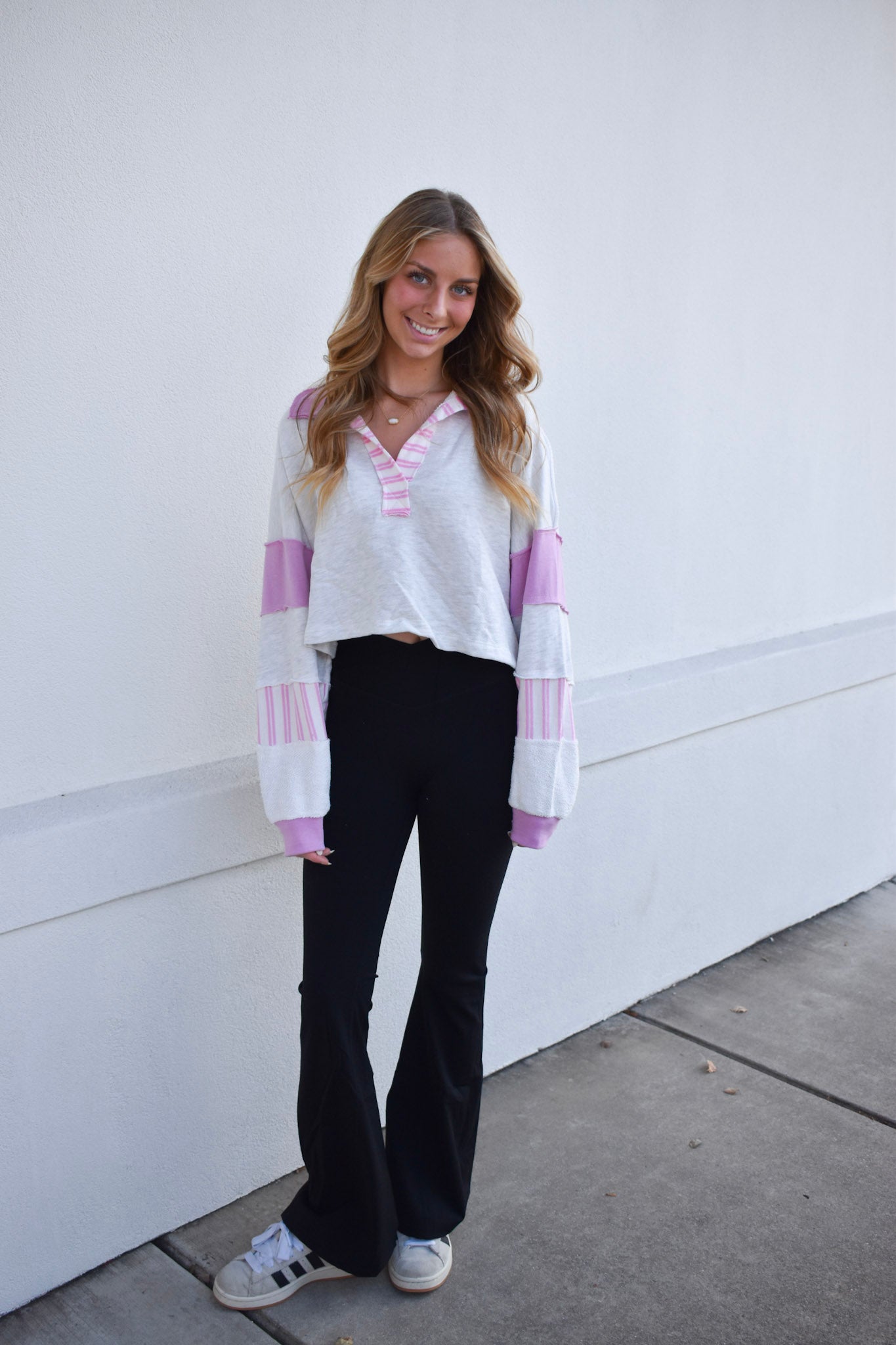 Terry Color Block Crop Top