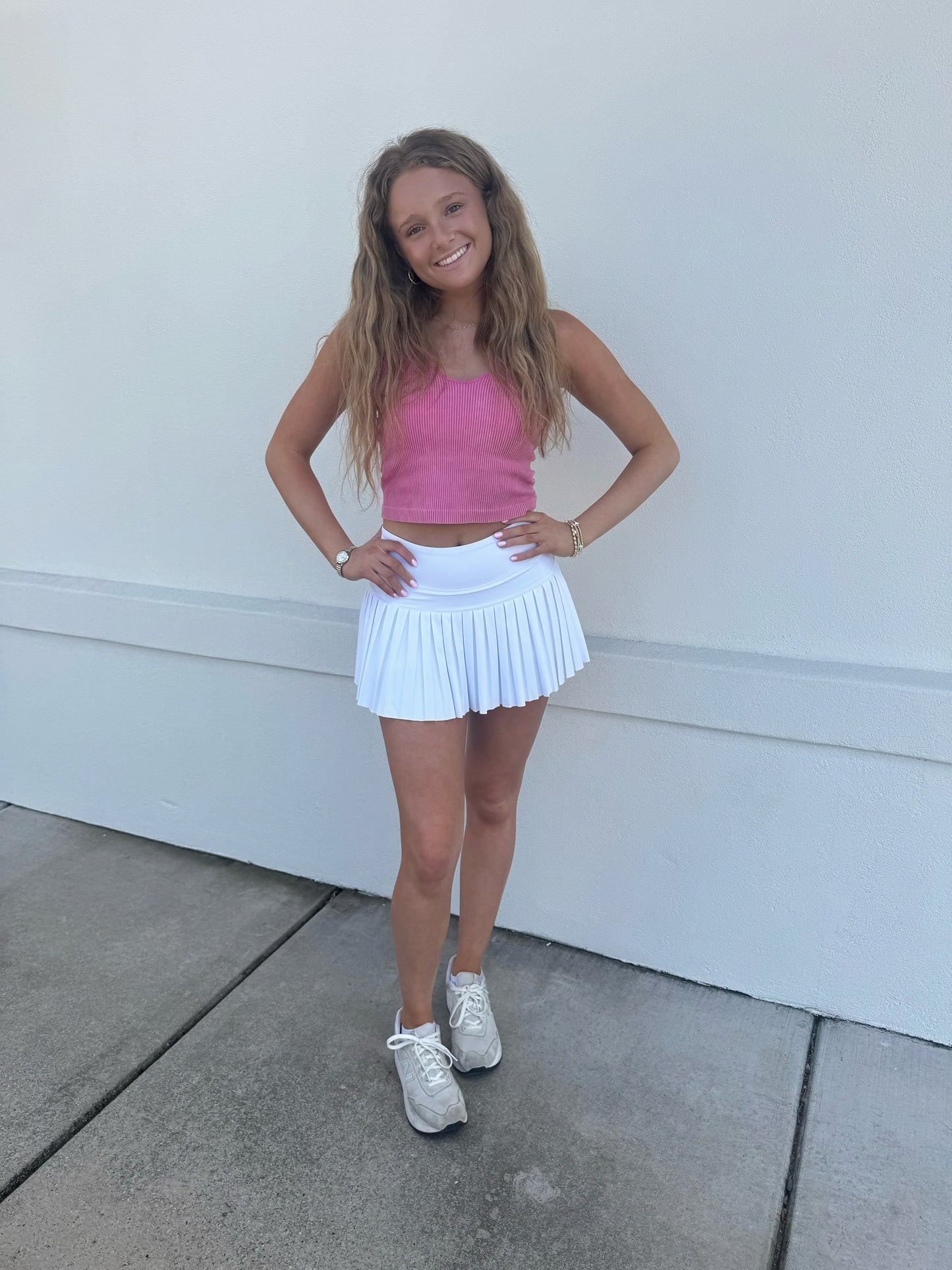 Pleated White Tennis Skirt