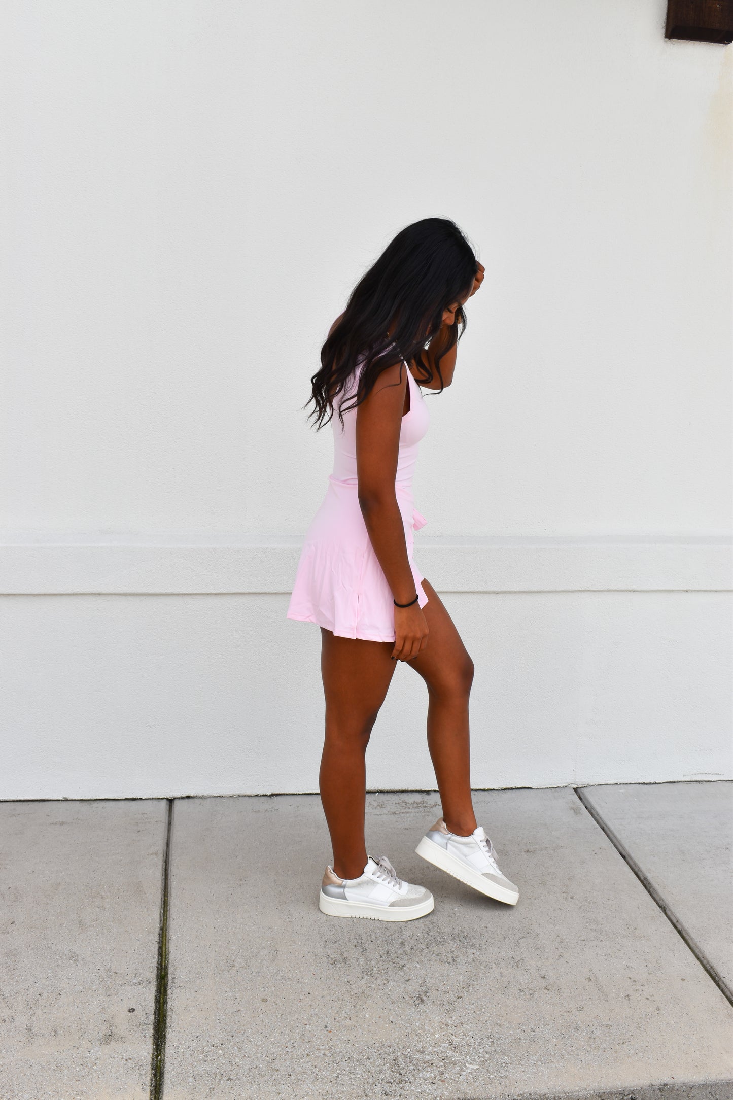 Athletic Wrap Tie Dress: Light Pink