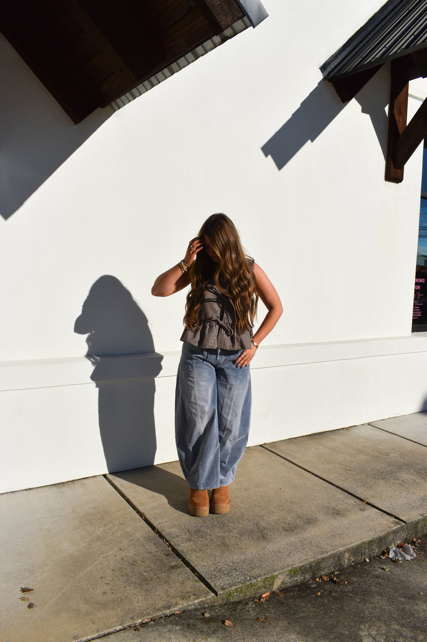 Maple Checkered Top W/ Tie Bows