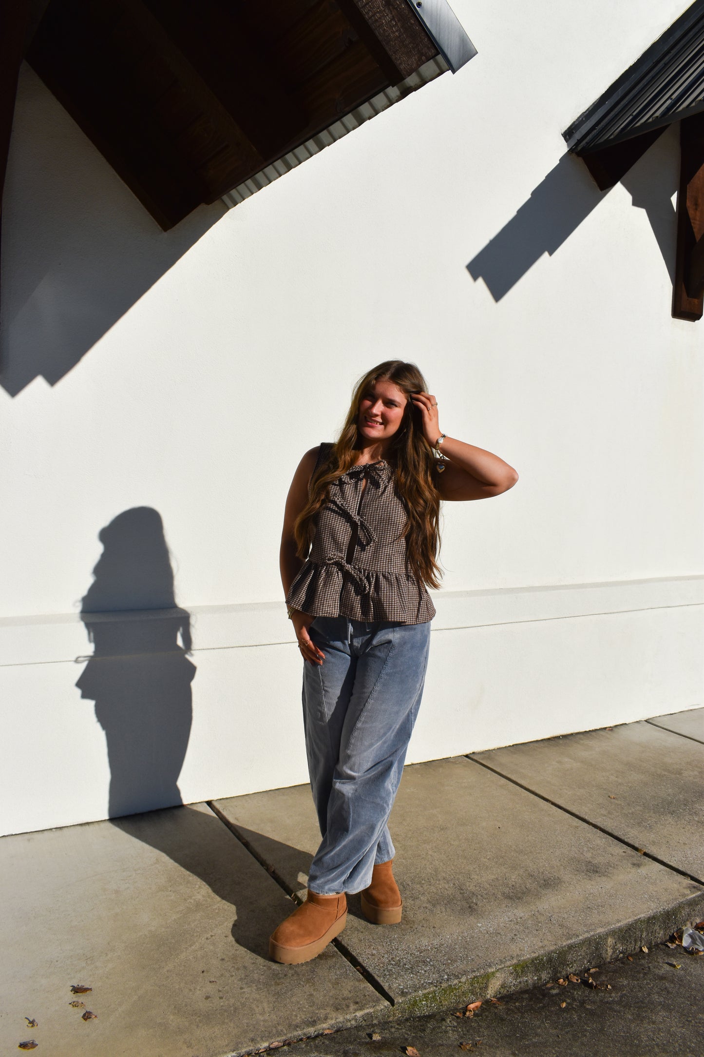 Maple Checkered Top W/ Tie Bows