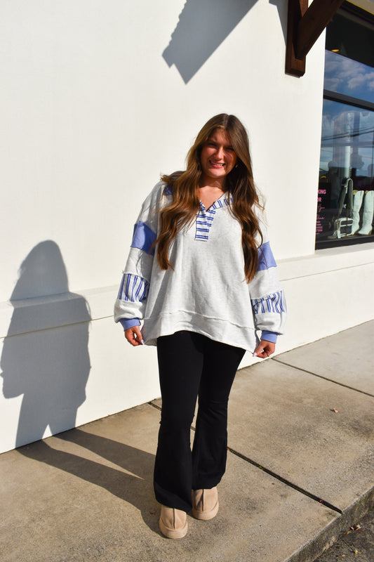 Terry Knit Collared Top