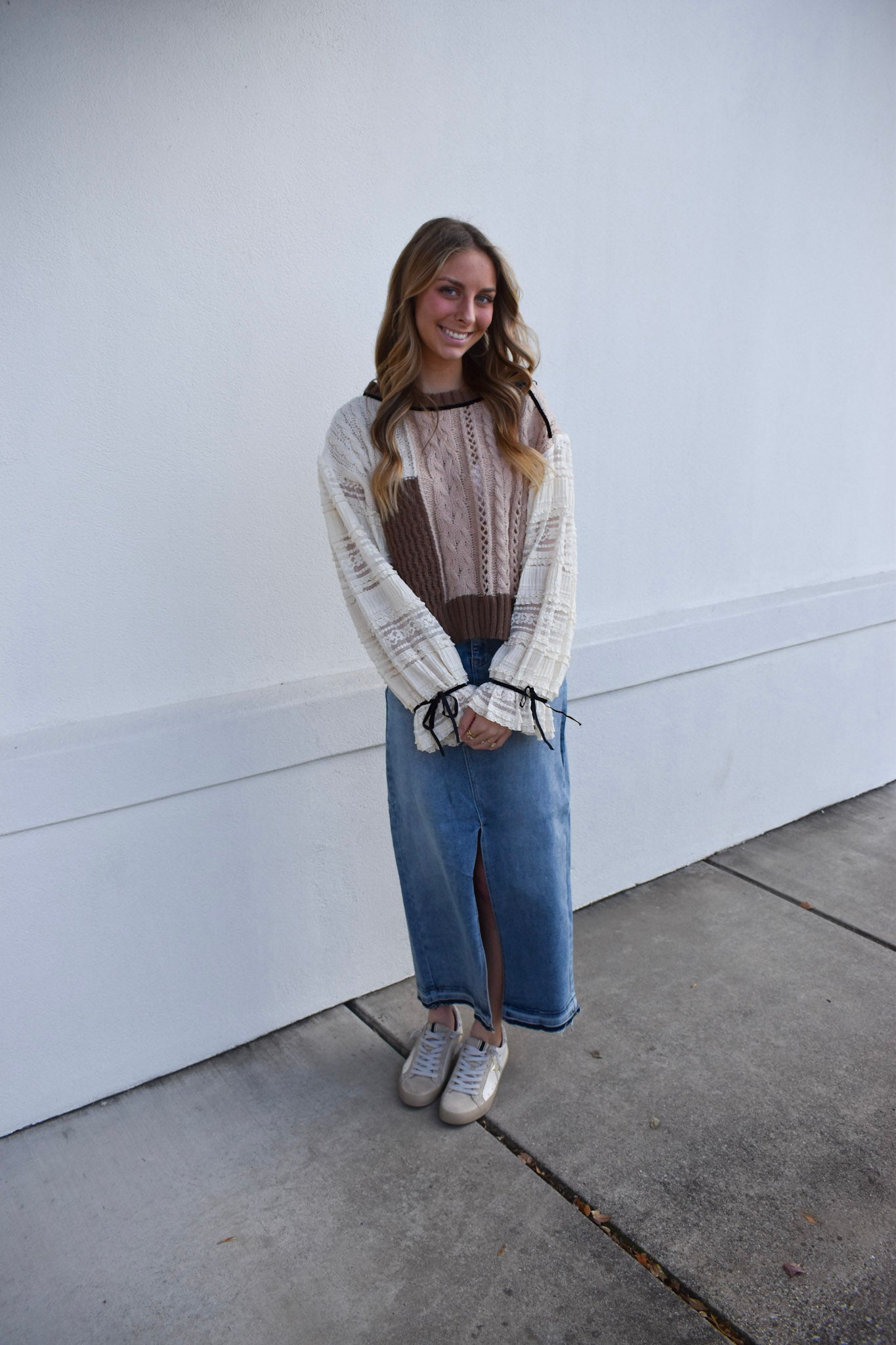 Lace Cable Twofer Sweater