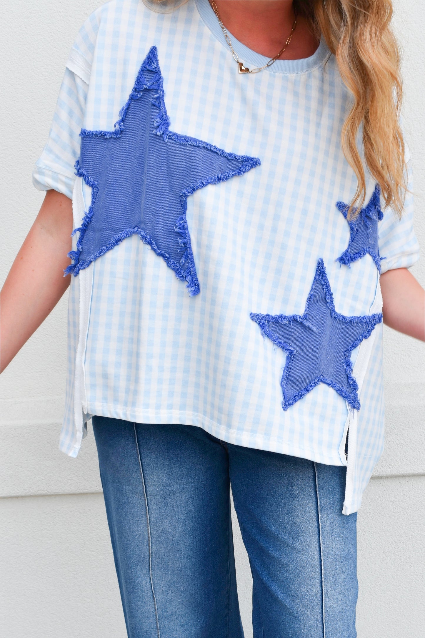 Gingham Star Patched Top