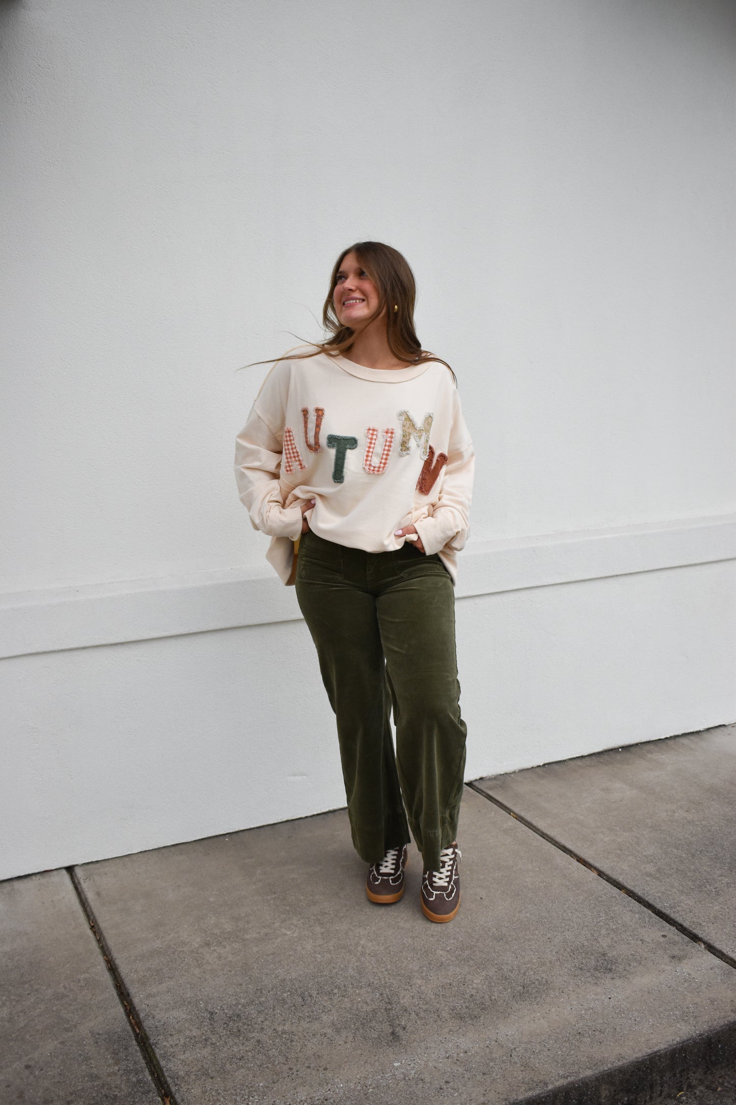 Risen High Rise Cropped Green Corduroy Pants