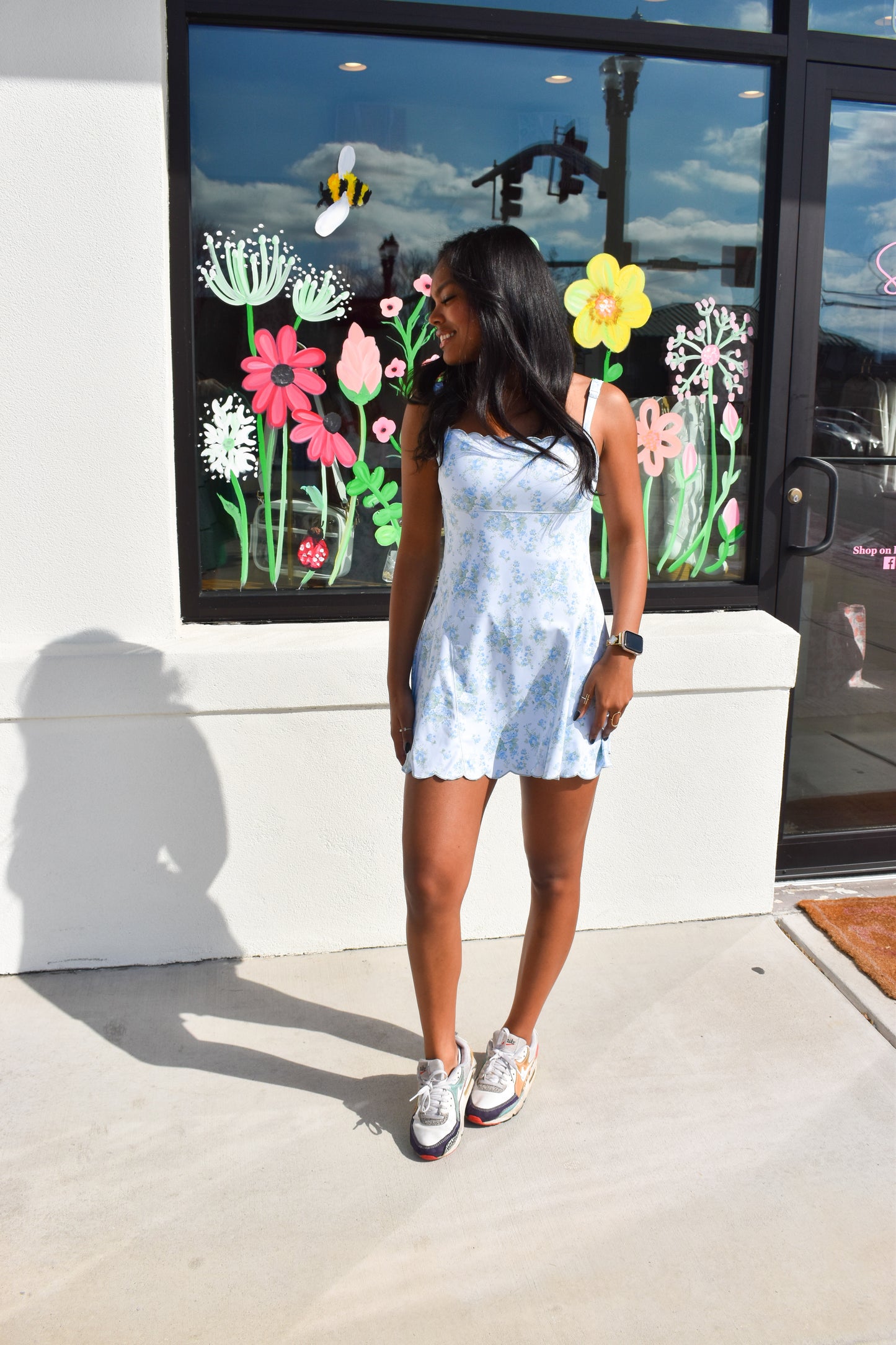 Poppy Scallop Detailed Active Dress: Blue