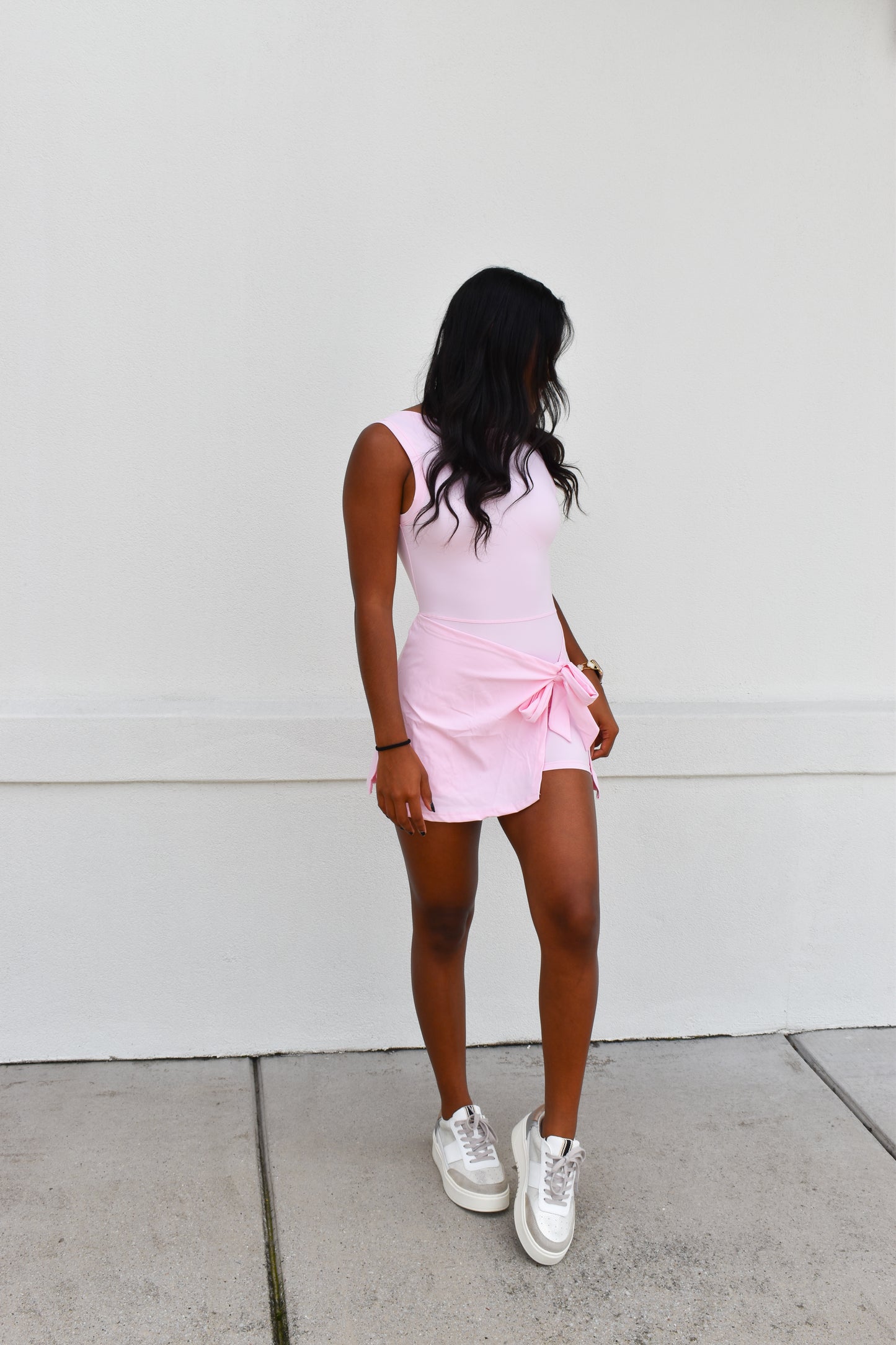 Athletic Wrap Tie Dress: Light Pink