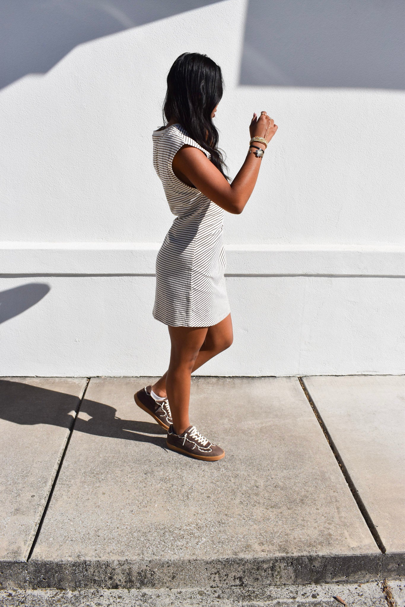 Choco/Cream Sleeveless Mini Dress