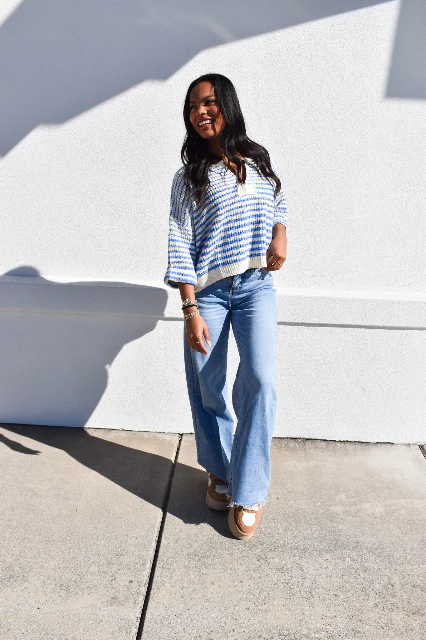 Ecru Stripe Knit Top