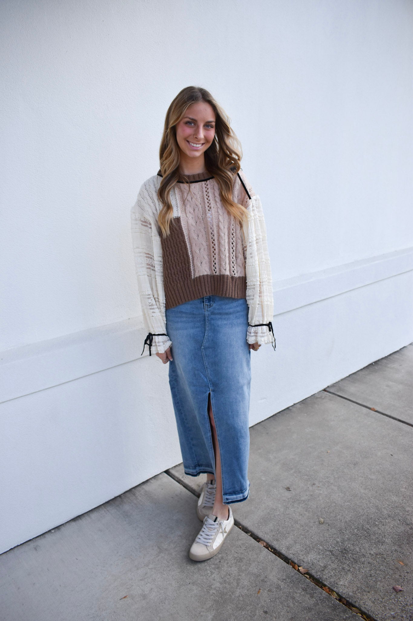 Lace Cable Twofer Sweater