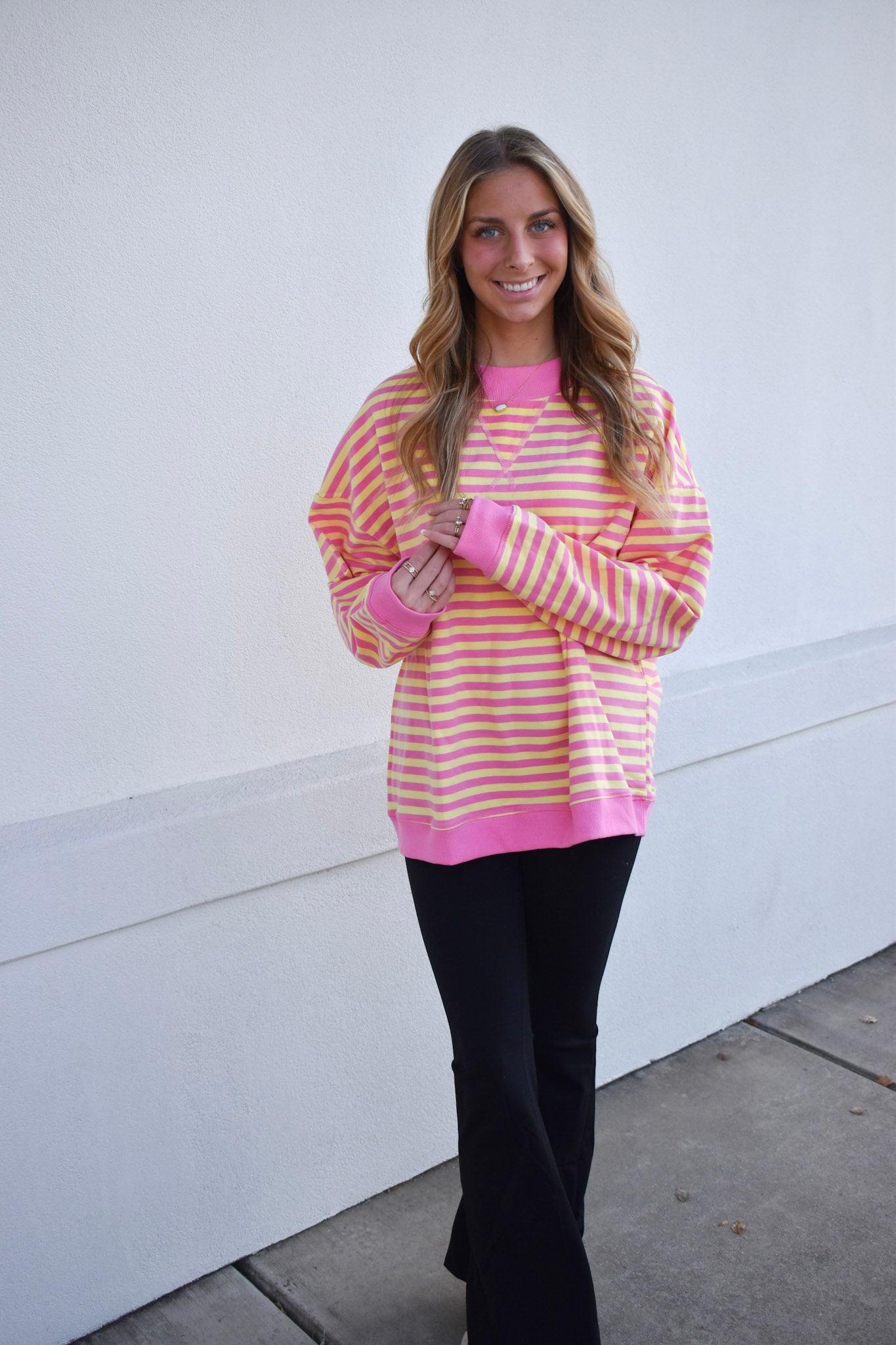 Pink Lemonade Striped Lounge Sweatshirt