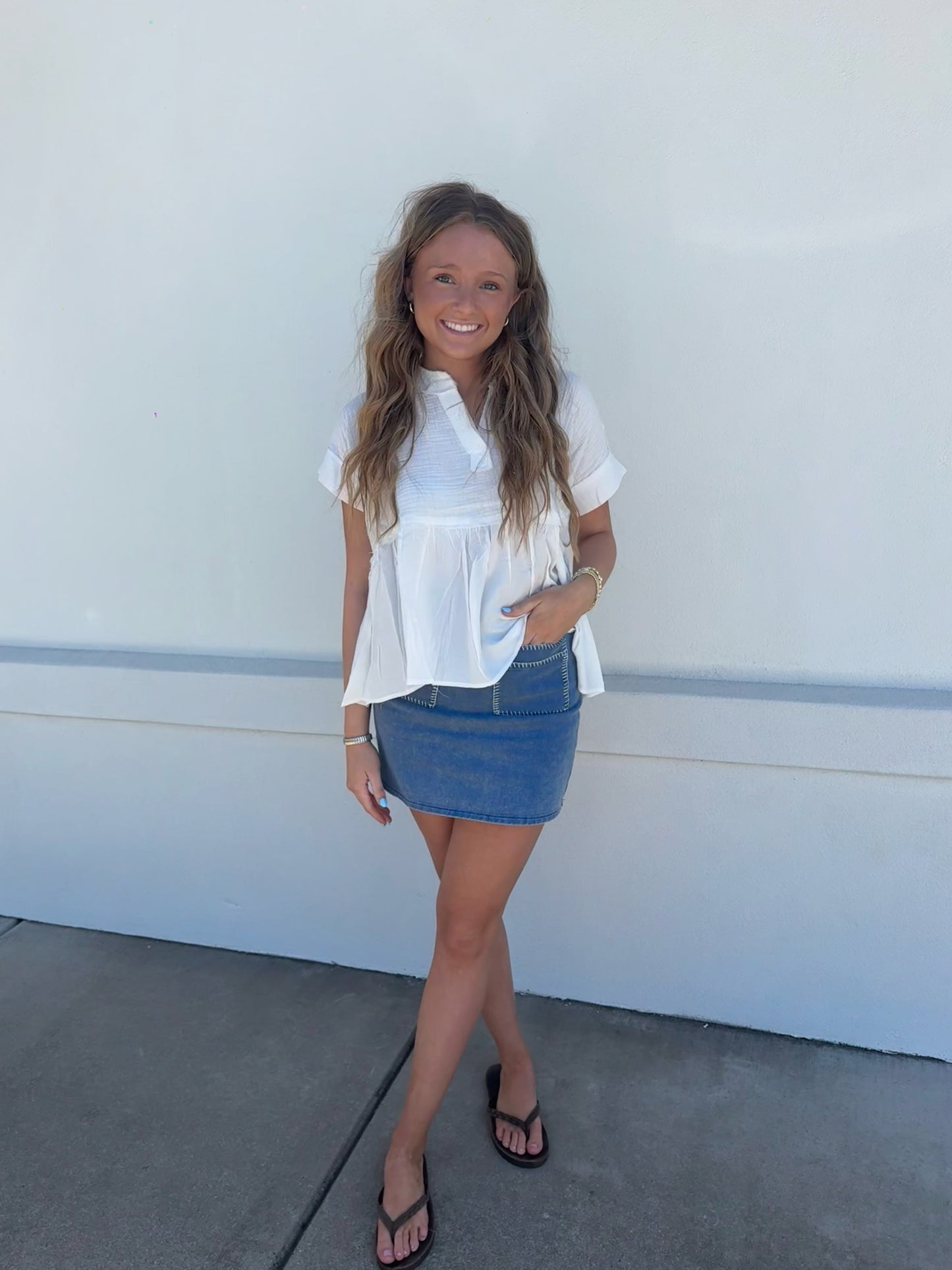 Raw Edge Ruffle Top