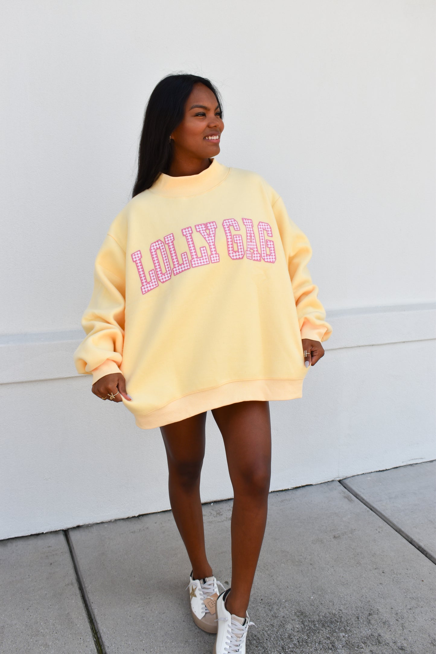 'DILLY DALLY & LOLLY GAG' Reversible Mockneck