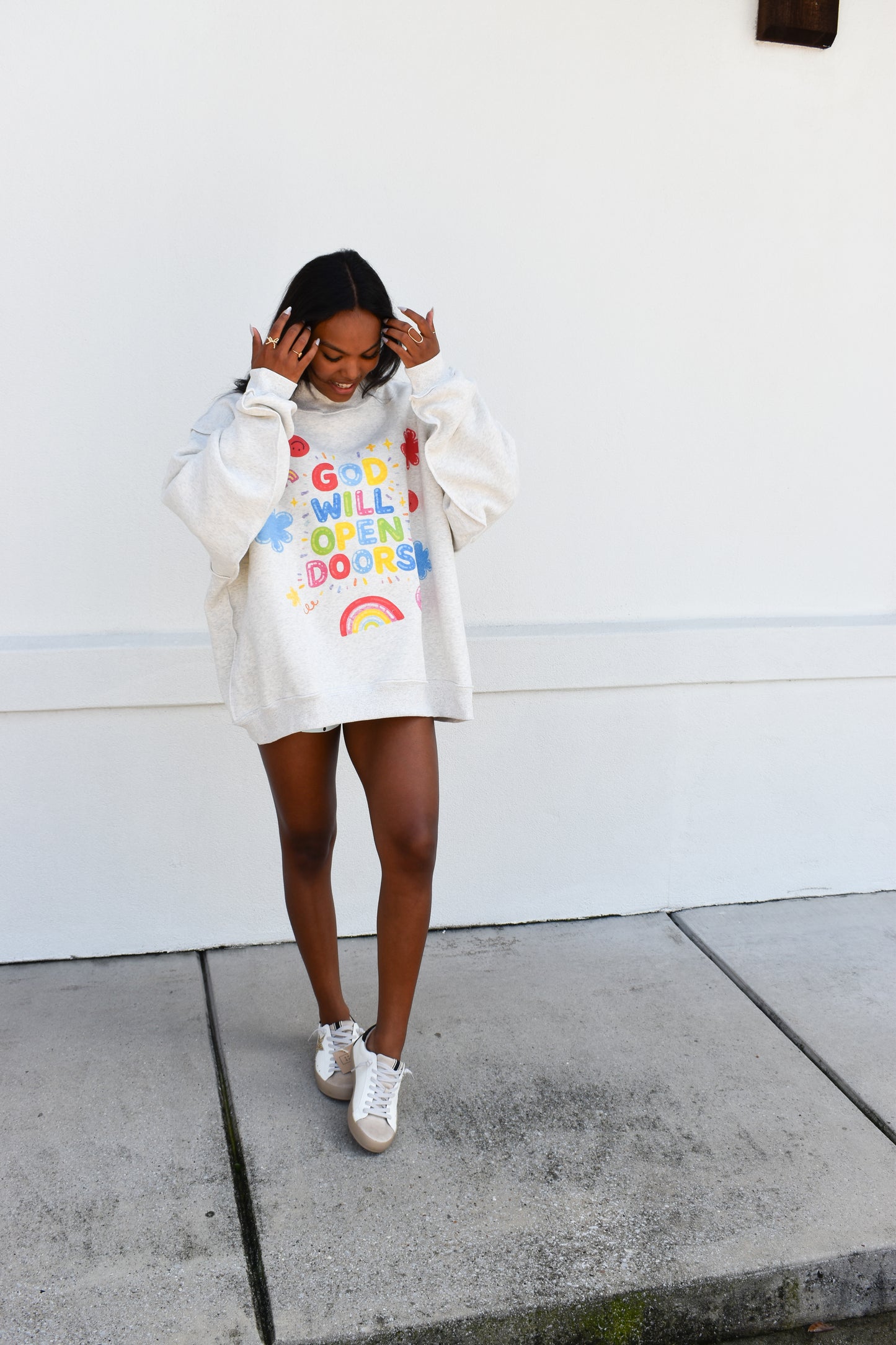 'OPEN DOORS' GRAPHIC Reversible Mockneck