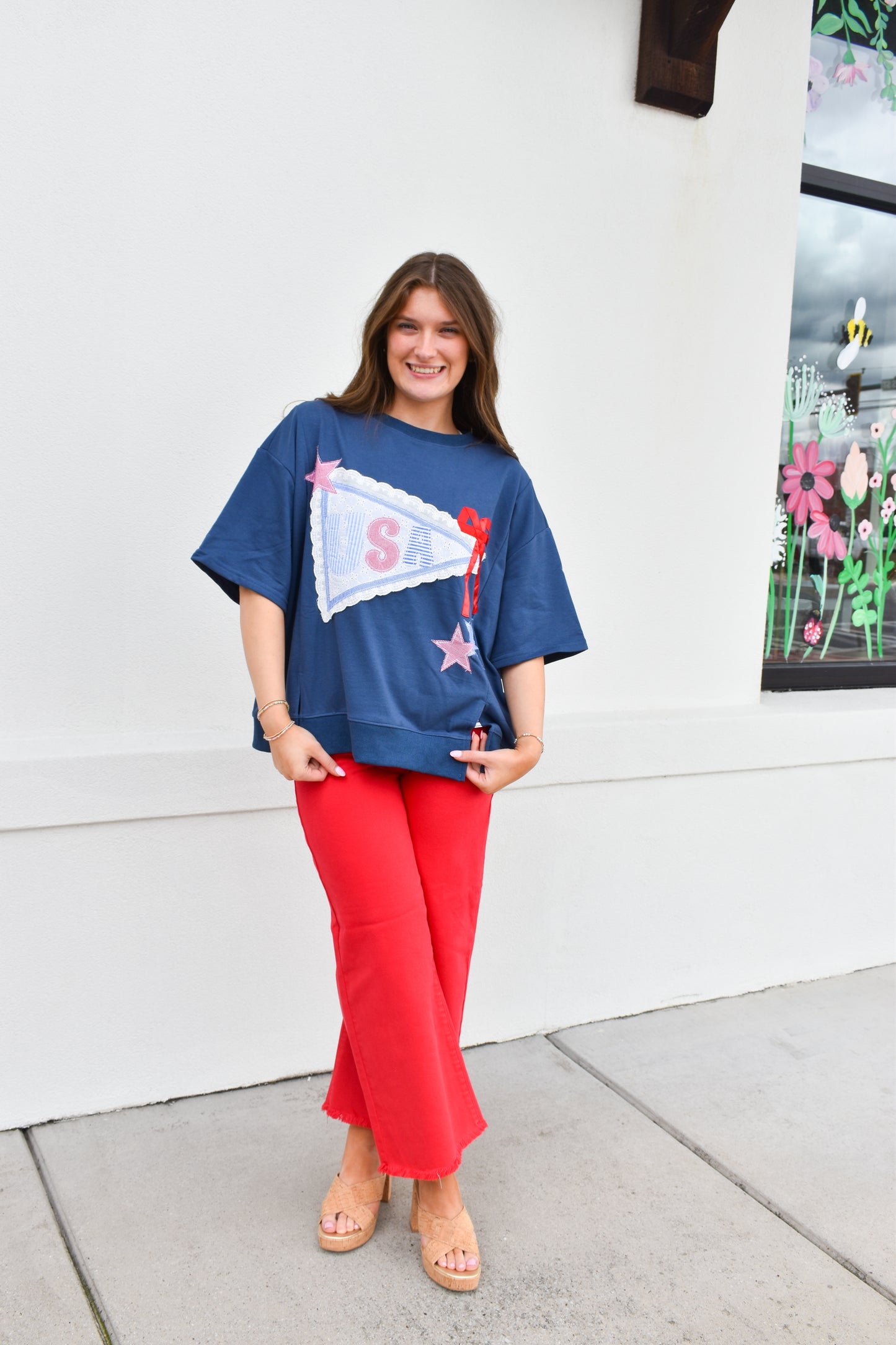 USA Lace Ribbon Sweatshirt