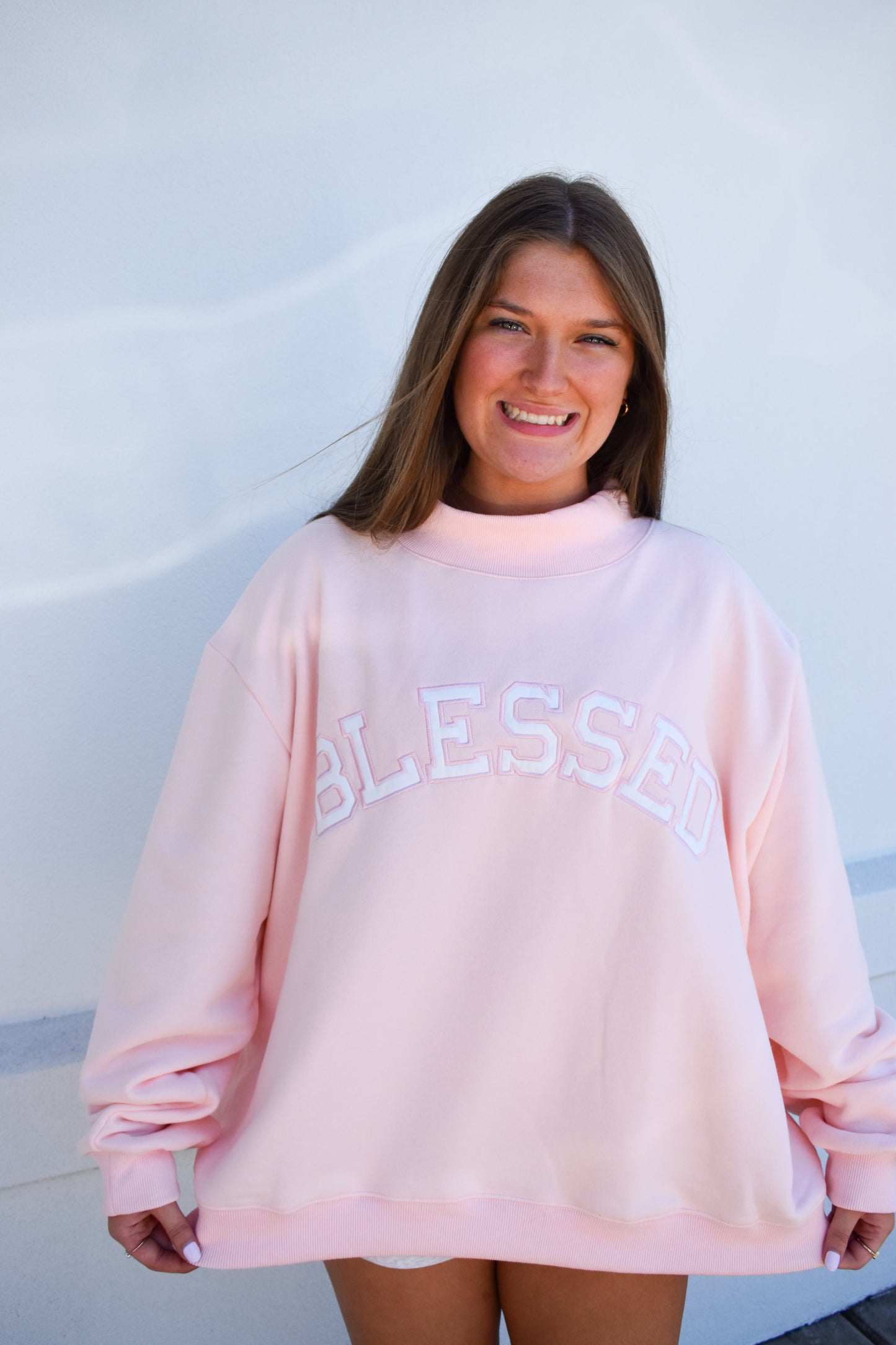 BLESSED Embroidered Mockneck